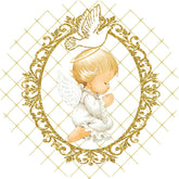 Lofaris Lovely Glitter Gold Angel With Dove Round Backdrop Kit